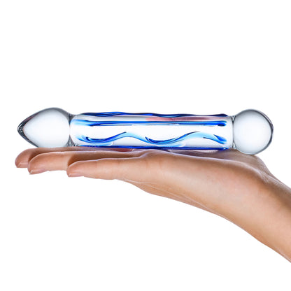 6.5 Inch Full Tip Textured Glass Dildo by Electric Novelties