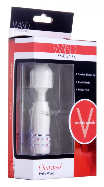XR Brands Charmed Petite Massage Wand, Mini Variable-Speed Massager - WE-AC913