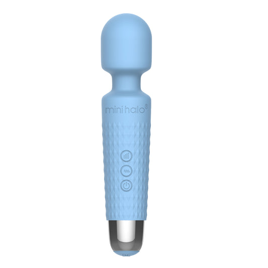 Viben Mini Halo Powder Blue Rechargeable Mini Wand Vibrator - TMN-MH-3113