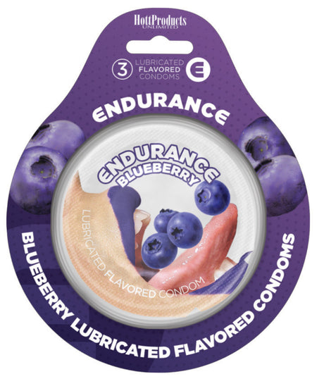Hott Products Endurance Blueberry Condoms, 3 Pack - HTP2097