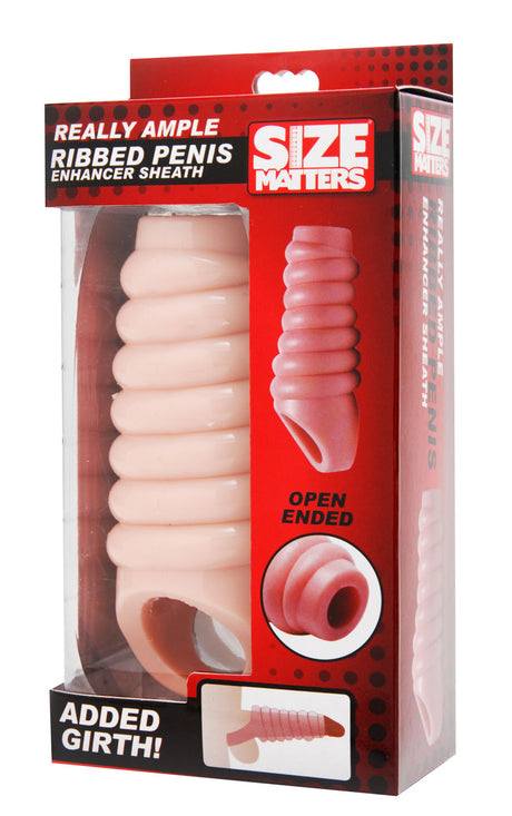 XR Brands Really Ample Ribbed Penis Enhancer Sheath — 5.75 in - SM-AE560
