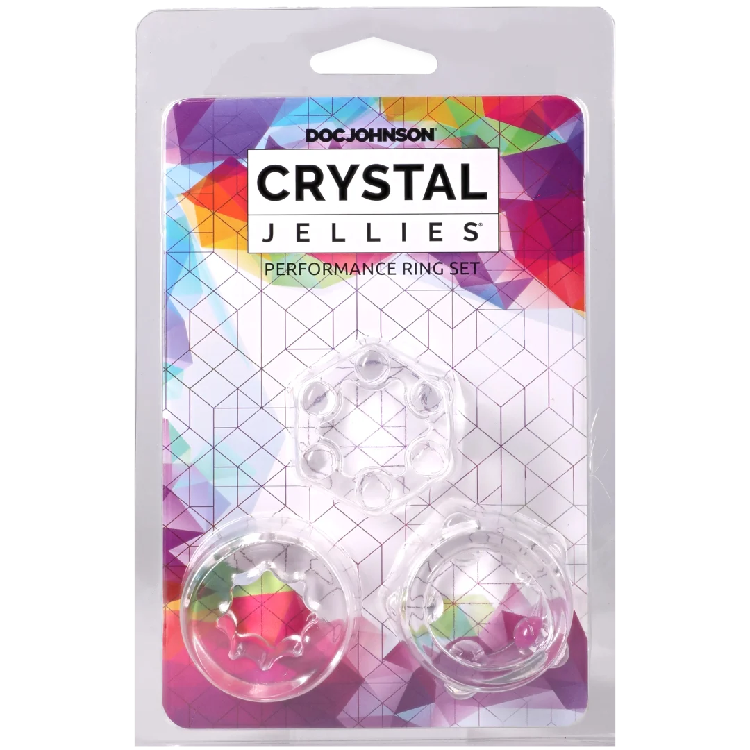 Doc Johnson Crystal Jellies Performance Ring Set, 3 Clear (1.75 in) - DJ0291-06-CD