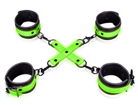 "Hand and Ankle Cuffs With Hogtie - Glow in the  Dark OU-OU727GLO"