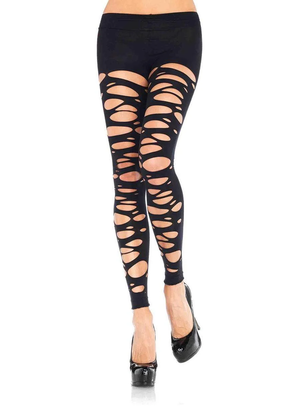 Leg Avenue Posy Tattered Footless Tights — Black, OS - LA-7306