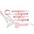 XR Brands Kitty Bondage Set — Pink Vegan Leather Kit with Collar, Cuffs, Leash & Paddle - MS-AH822