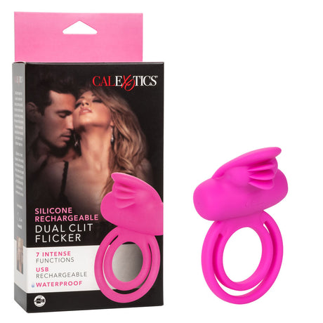 CalExotics Silicone Rechargeable Dual Clit Flicker Ring - SE1843103