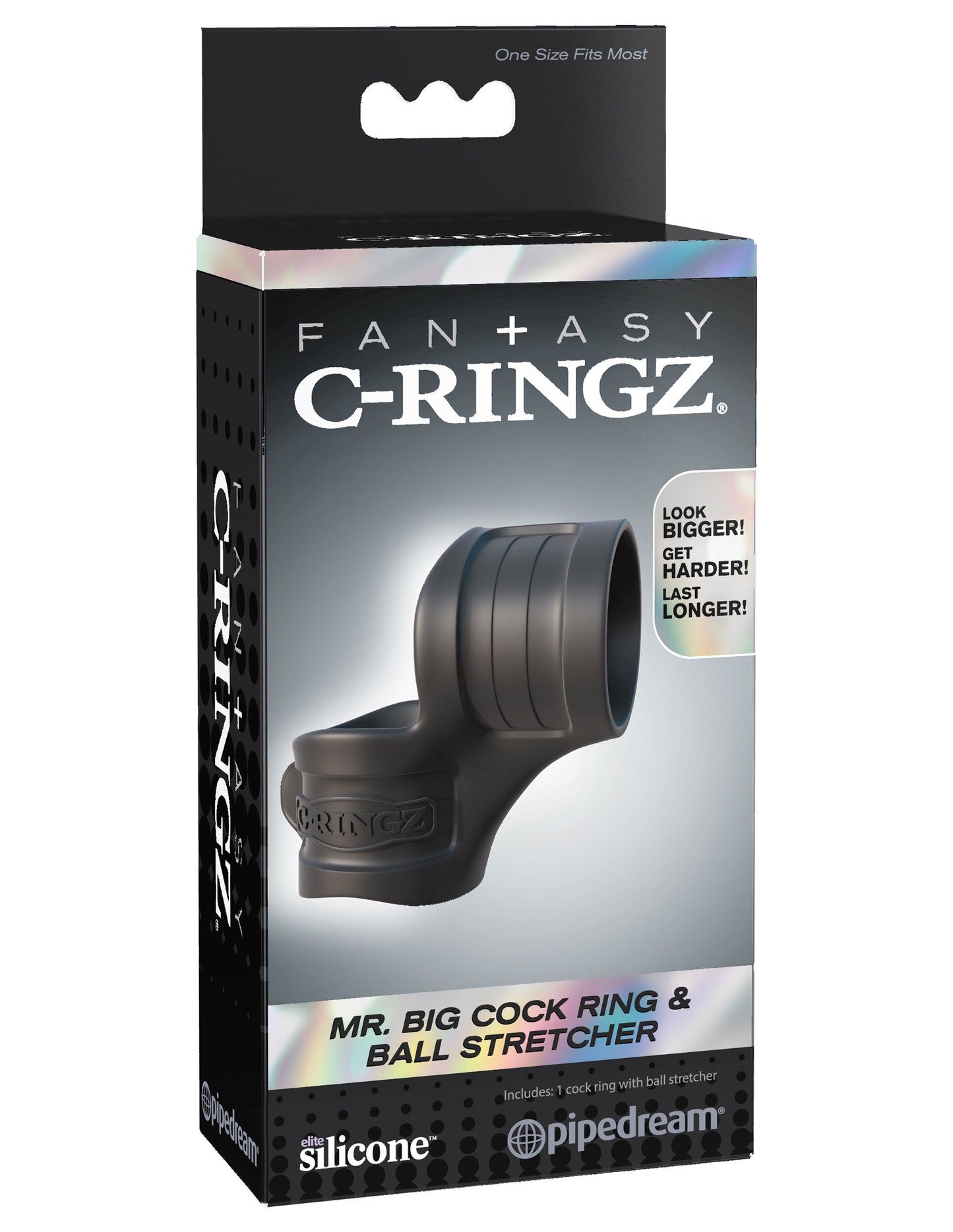 Fantasy C-Ring Mr Big Cock Ring and Ball Stretcher - Black by Pipedream
