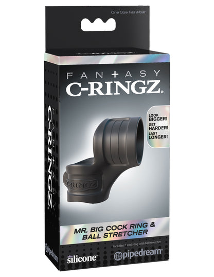 Fantasy C-Ring Mr Big Cock Ring and Ball Stretcher - Black by Pipedream