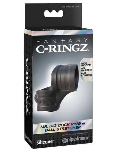 Fantasy C-Ring Mr Big Cock Ring and Ball Stretcher - Black by Pipedream