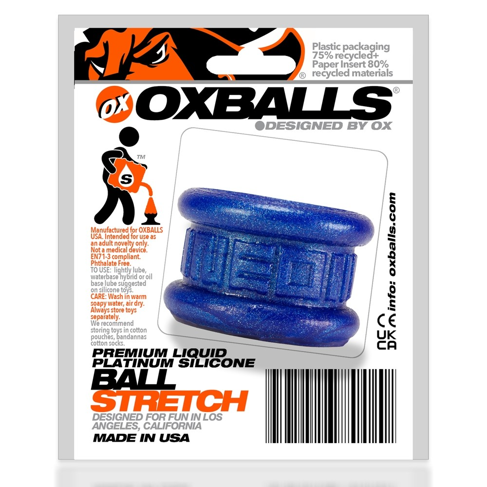 OXBALLS NEO Short Ballstretcher — Blueballs Metallic, Pure Silicone - OX-1258-BLB