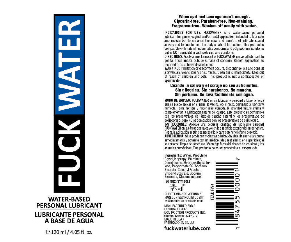 Fuck Water Water-Based Lubricant - 4 Fl. Oz. by Fuck Water