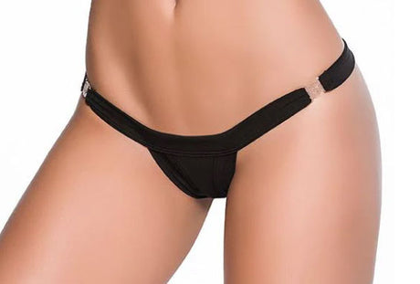 Mapale Low V Clip-On Thong — Medium/Large, Black - GE-1090BLKML