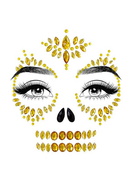 Leg Avenue Sugar Skull Adhesive Face Jewels — Gold - LA-EYE039