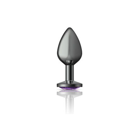 Purple Round Gem Gunmetal Metal Plug - Md