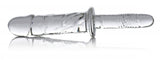 XR Brands Brutus Glass Thruster Dildo, Clear — 6.5 in Insertable - MS-AF178