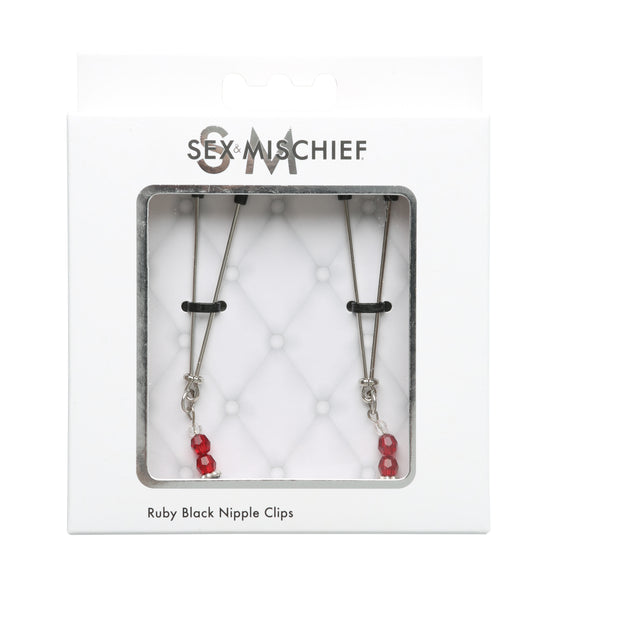 Sportsheets Sex and Mischief Ruby Black Nipple Clamps - SS510-82