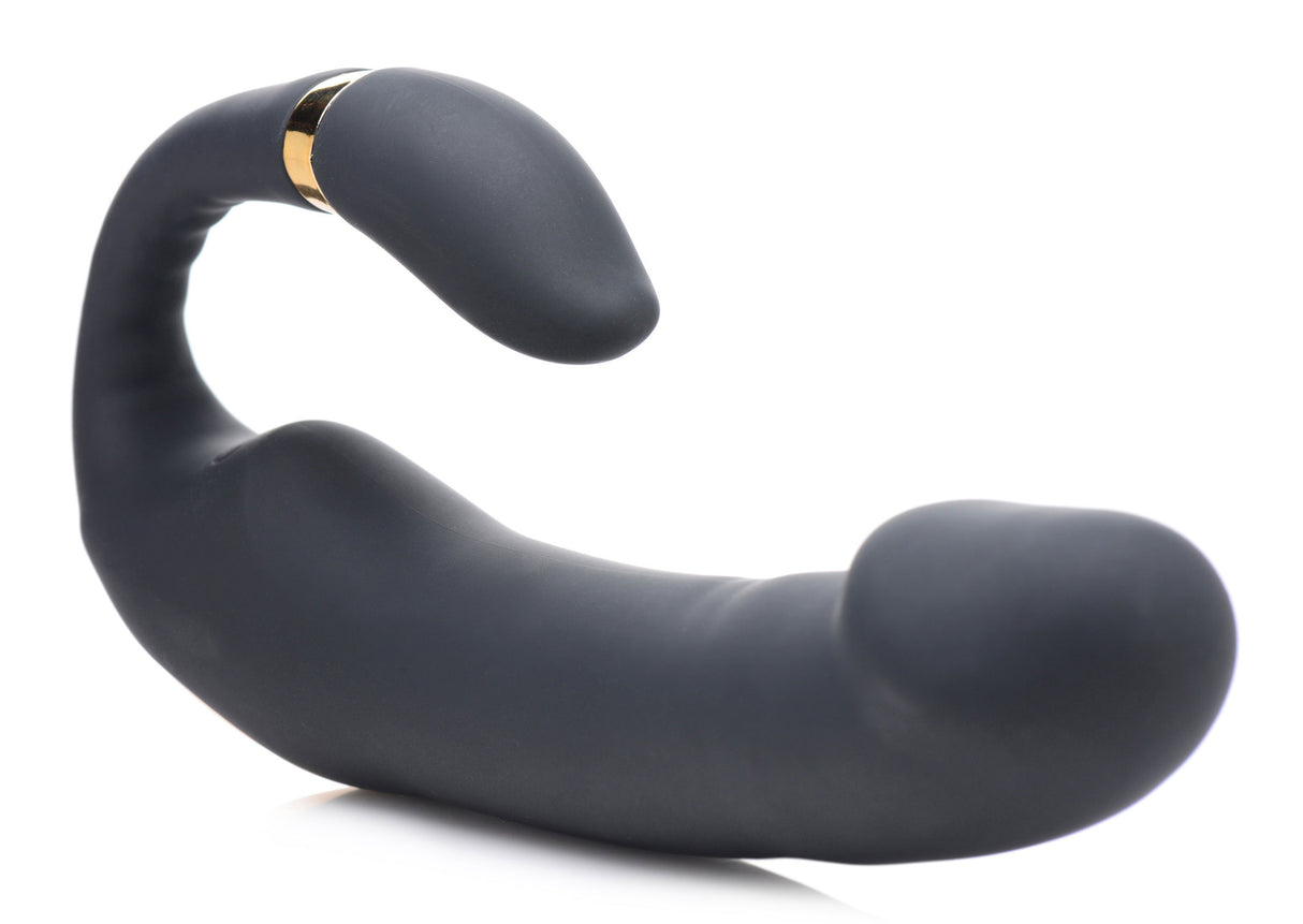 XR Brands Pleasure Pose Silicone Double-Ended Vibe with Poseable Clit Stim - INM-AG630