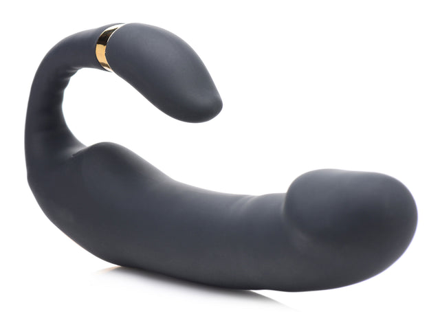 XR Brands Pleasure Pose Silicone Double-Ended Vibe with Poseable Clit Stim - INM-AG630