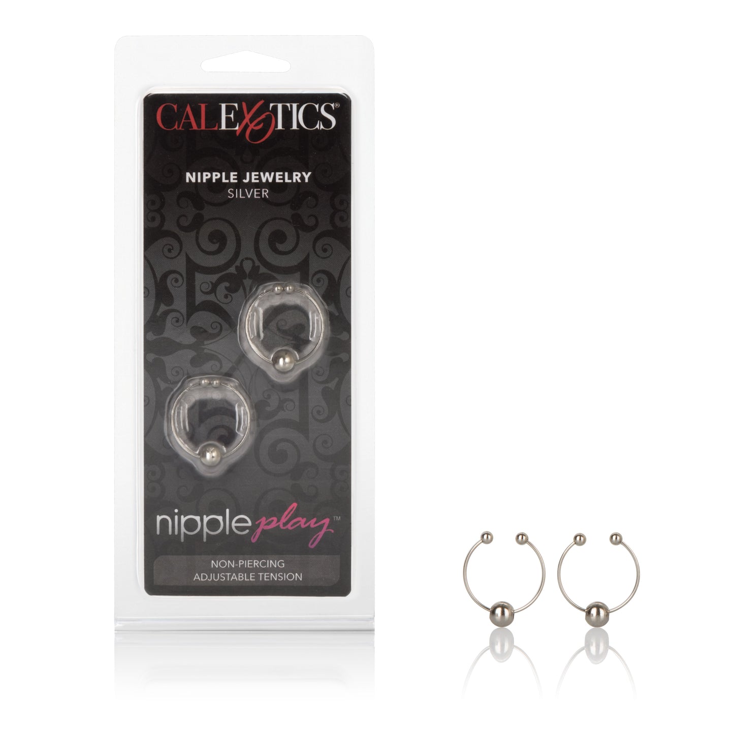 CalExotics Silver Nipple Jewelry — Hoop with Dangling Beads - SE2630052