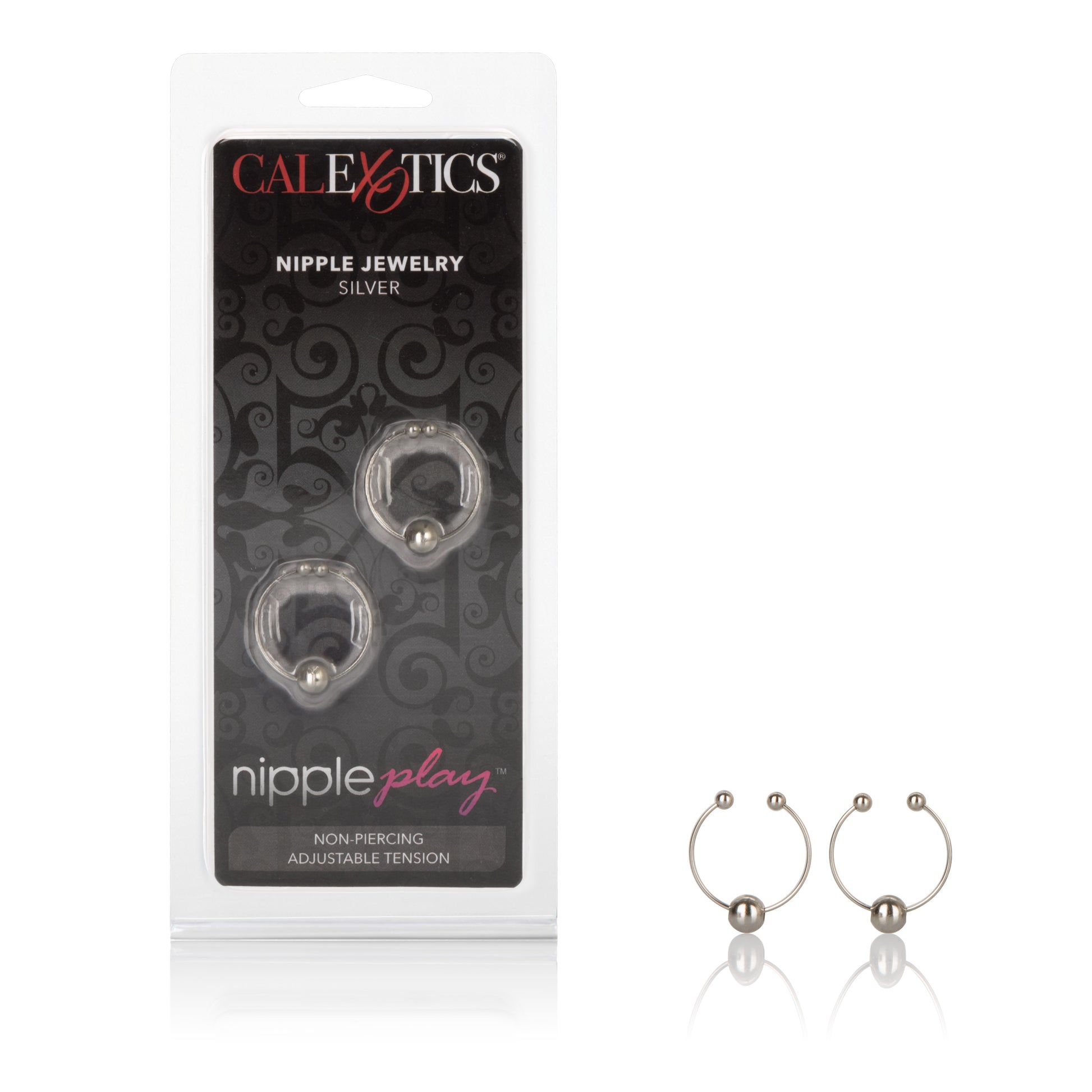 CalExotics Silver Nipple Jewelry — Hoop with Dangling Beads - SE2630052