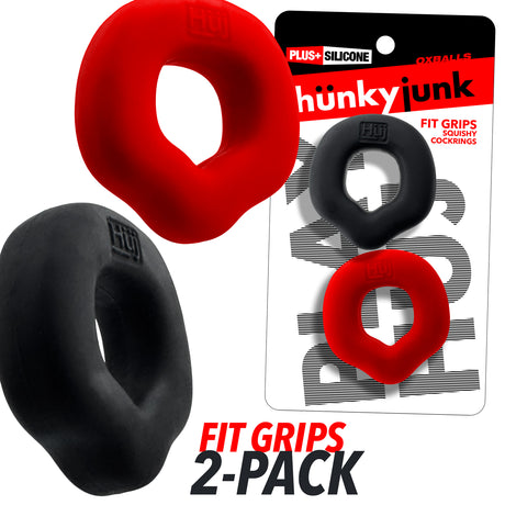 Fit Grips 2-Pack Ergo-Fit Cockrings Black Red