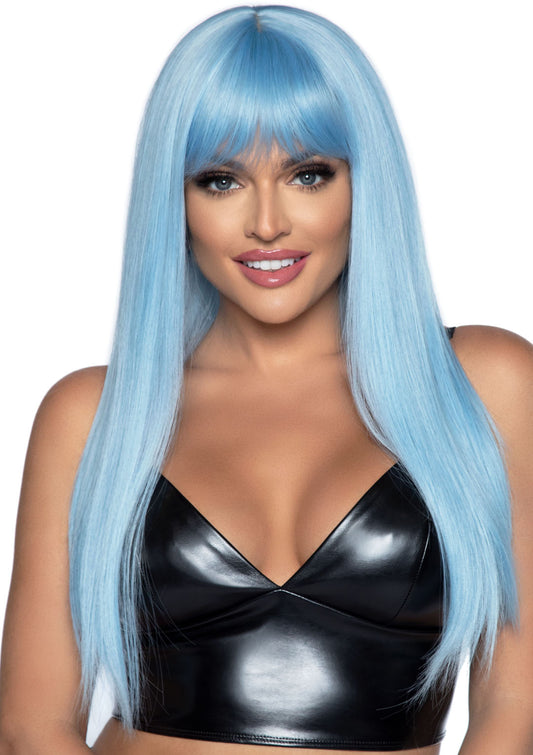 Leg Avenue 24-Inch Long Straight Wig with Bangs — Blue - LA-A2881BLU