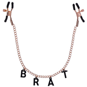 Sportsheets Brat Nipple Clamps — Rose Gold Chain, 1 Pair - SS09847