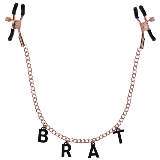 Sportsheets Brat Nipple Clamps — Rose Gold Chain, 1 Pair - SS09847