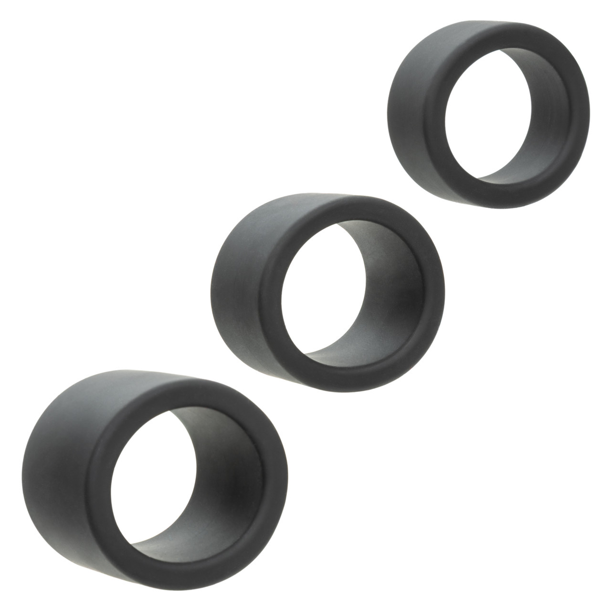 CalExotics Alpha Liquid Silicone 3-Ring Stamina Set - Black - SE1492652