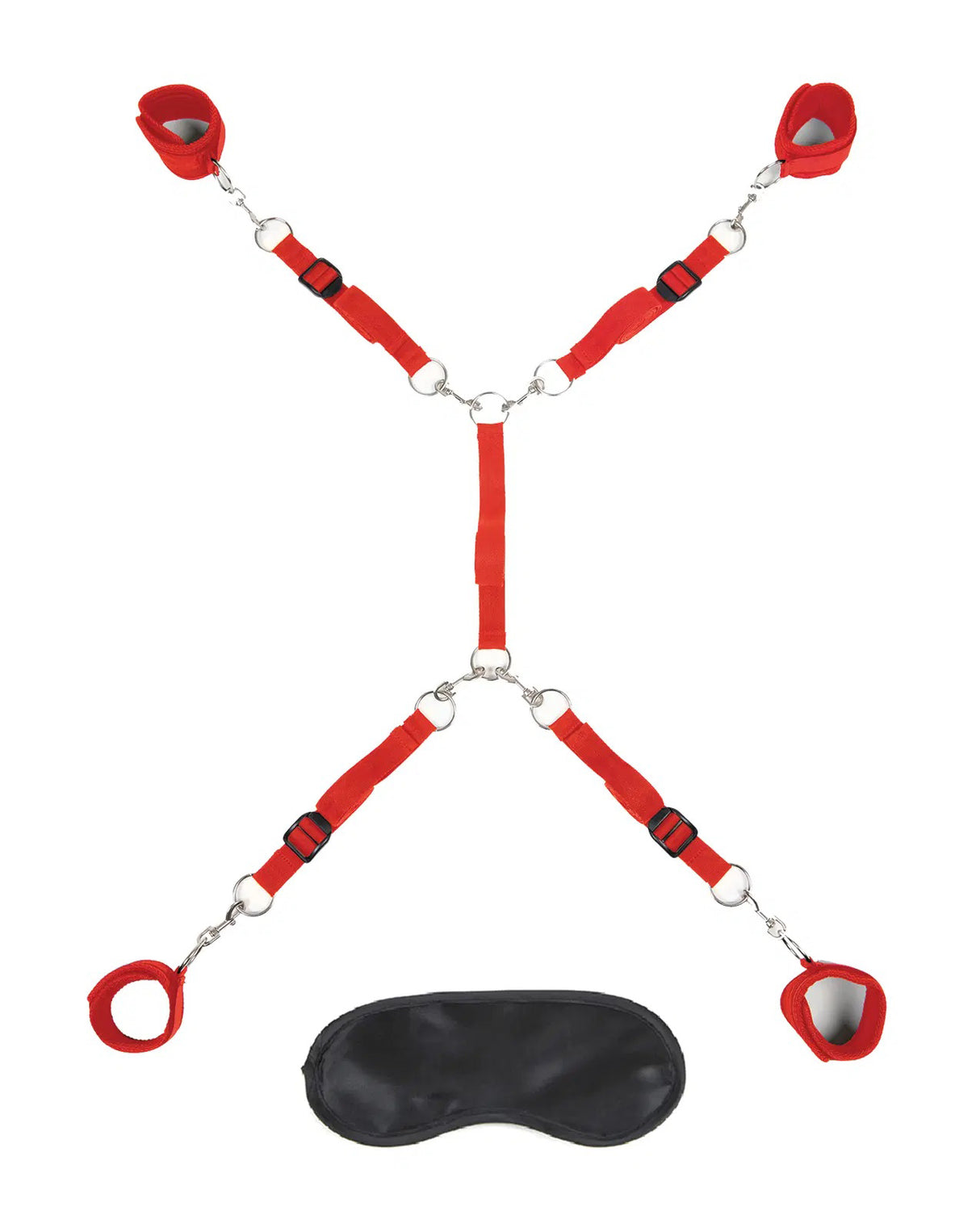 Electric Novelties 7-Piece Bed Spreader Restraint System, Red - EL-LF1328-RED