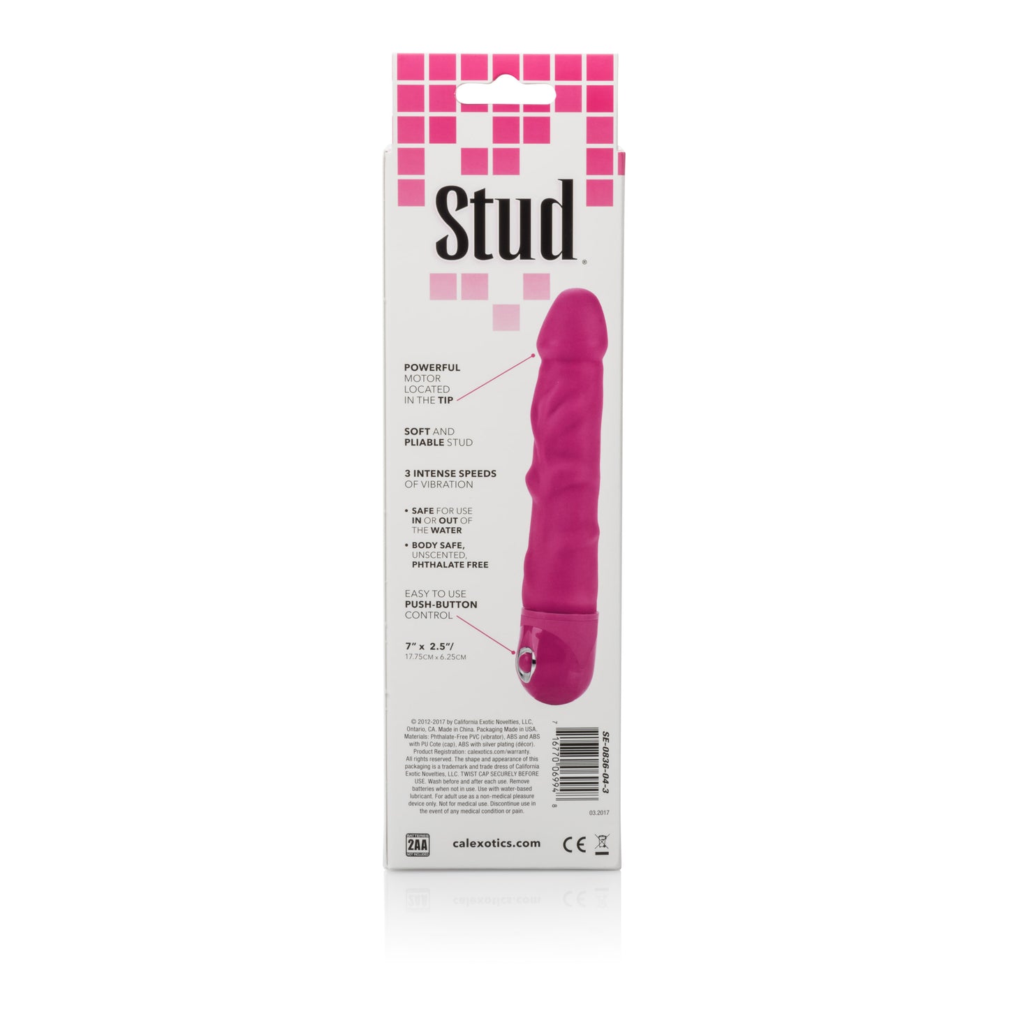 Waterproof Power Stud Rod Dong - Pink by CalExotics