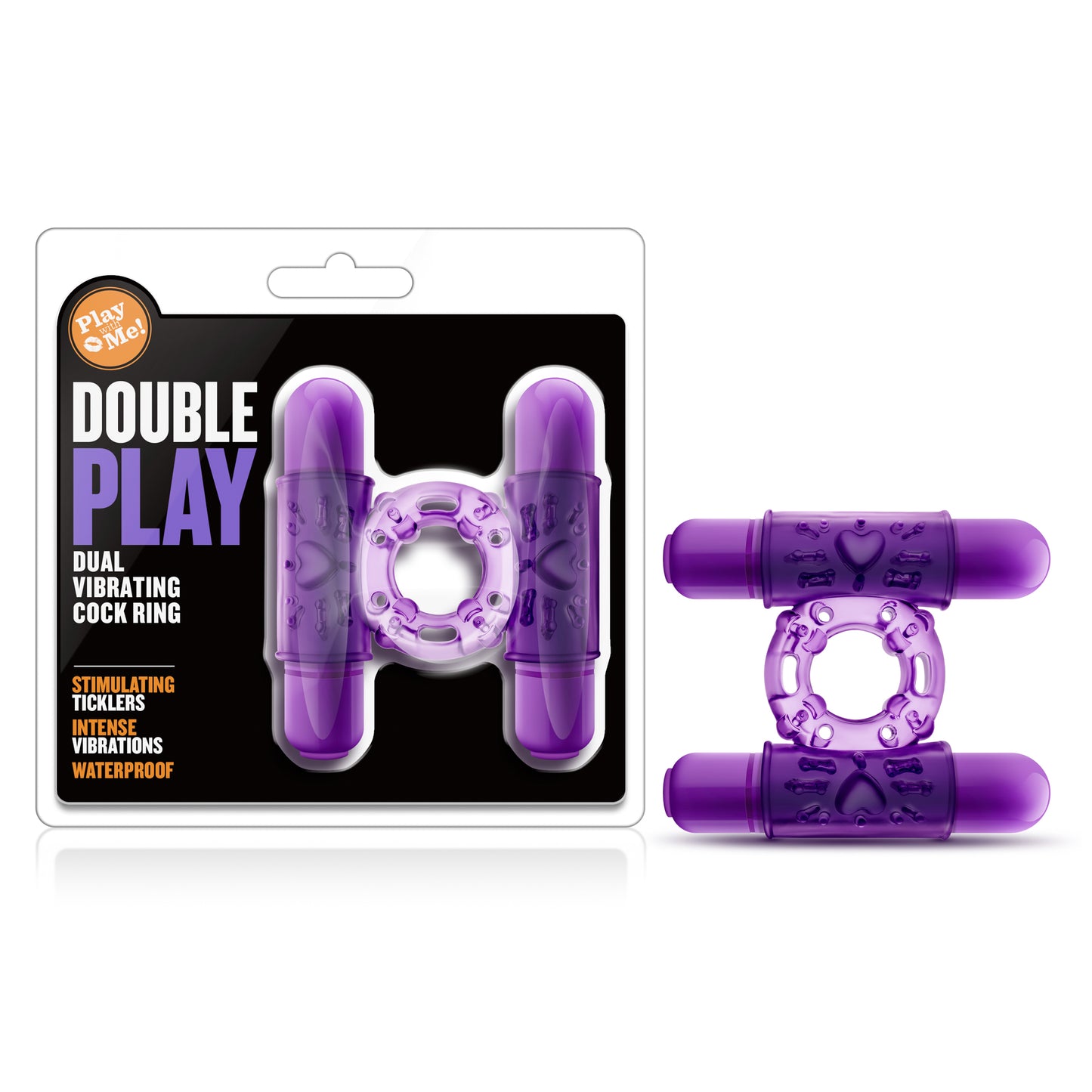 Play With Me - Double Play - Dual Vibrating Cock Ring - Purple by Blush