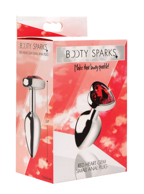 XR Brands Red Heart Gem Anal Plug — Small Aluminum, Red - BTYS-AF633-SMALL