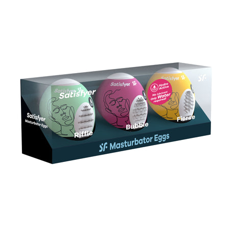 Satisfyer 3-Pack Masturbator Eggs — Riffle, Bubble & Fierce - SAT-4001807