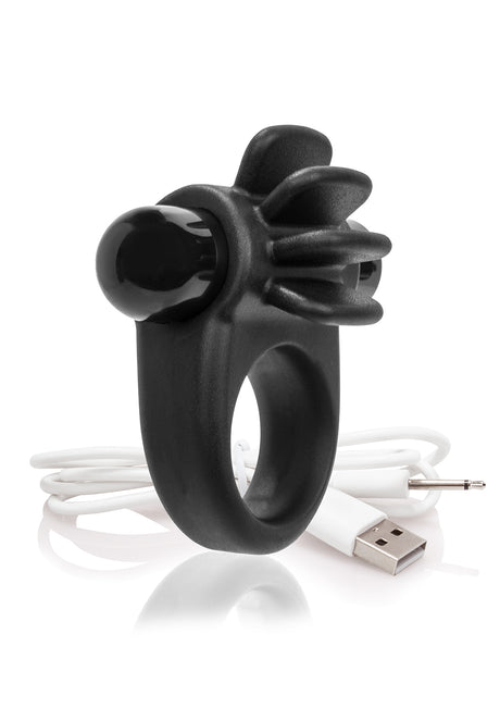 Screaming O Charged Skooch Ring — Vibrating Silicone, Black - ASK-BL-101E