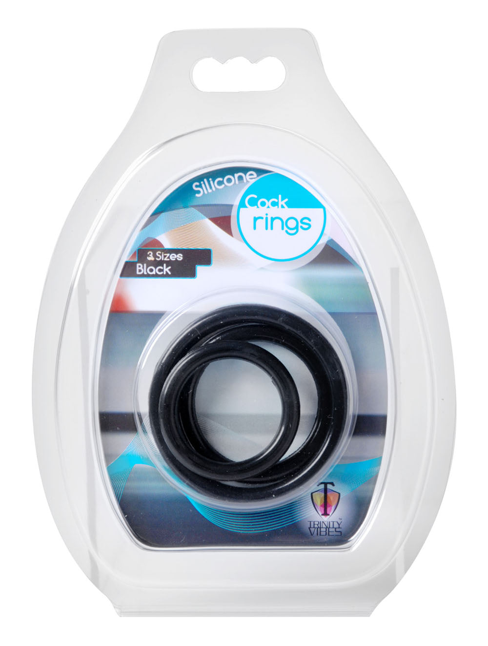 XR Brands Trinity Silicone Cock Ring Set — 3 Sizes, Black - TV-SP130-BLK