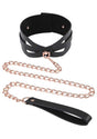 Sportsheets Brat Collar and Leash — Black/Rose Gold - SS09841