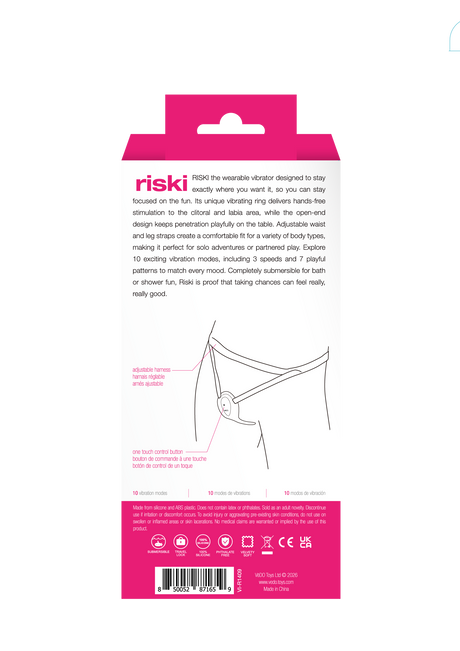 VeDO Riski Rechargeable Wearable Clitoral Vibrator for Couples — Pink - VI-R1409