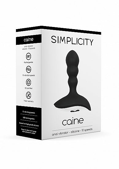 Shots Caine Anal Vibrator — Black, 10-Speed USB Rechargeable - SIM-SIM066BLK