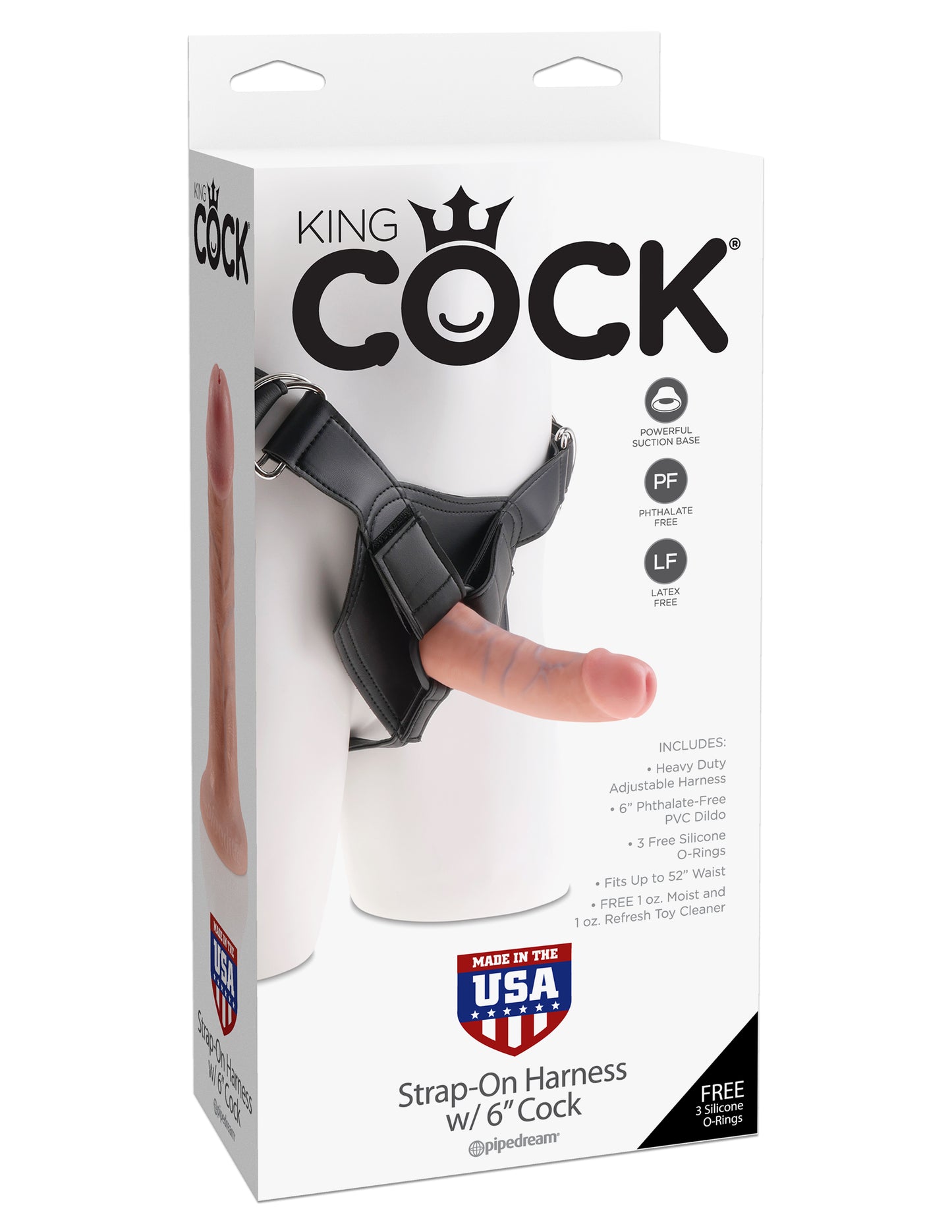 King Cock Strap on Harness With 6 Inch Cock - Light by Pipedream