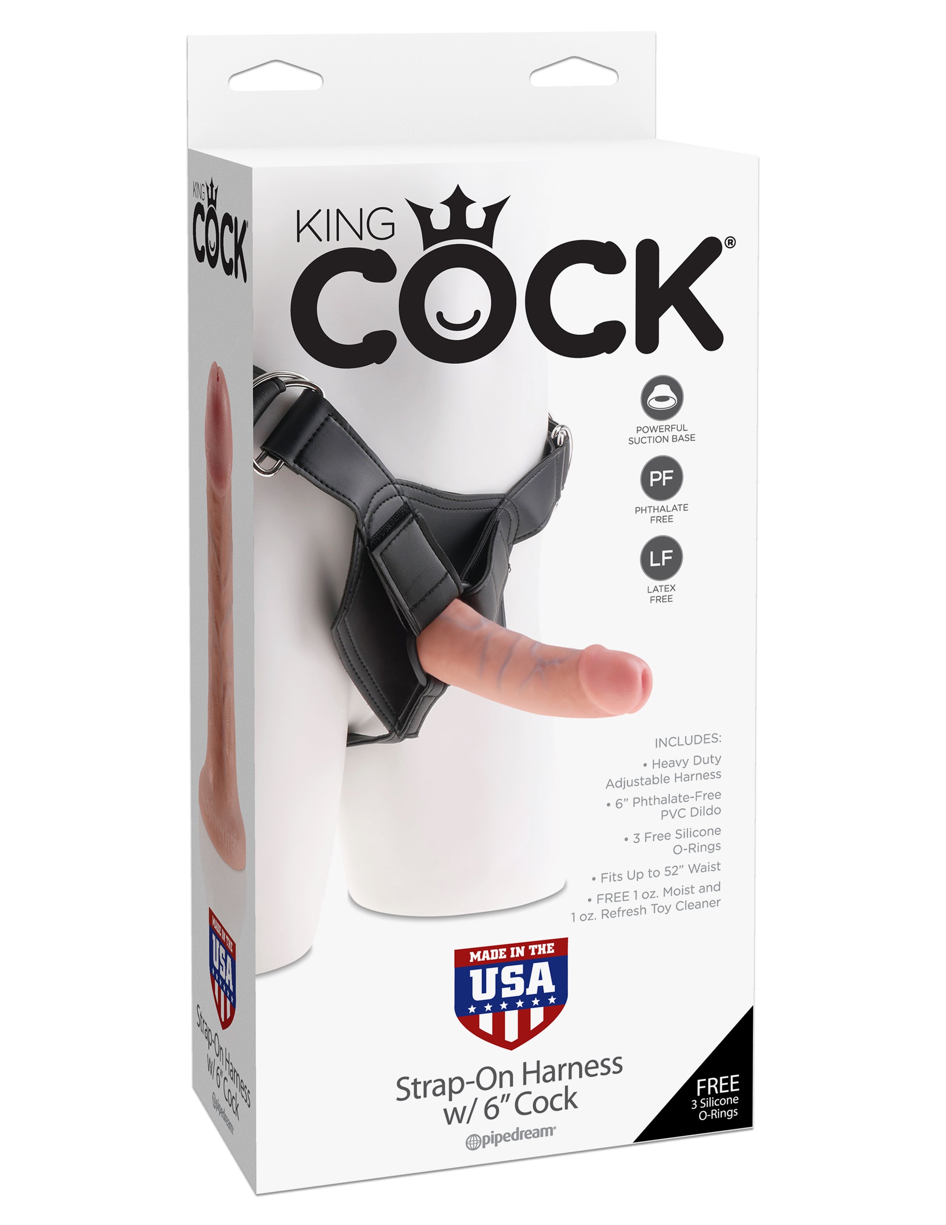 King Cock Strap on Harness With 6 Inch Cock - Light by Pipedream