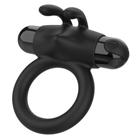 NOBÜ Onyx Rechargeable Silicone Vibrating Cock Ring, Black - NB1675