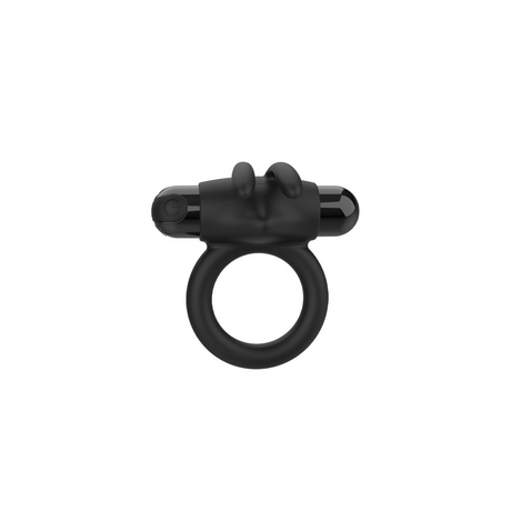 NOBÜ Onyx Rechargeable Silicone Vibrating Cock Ring, Black - NB1675