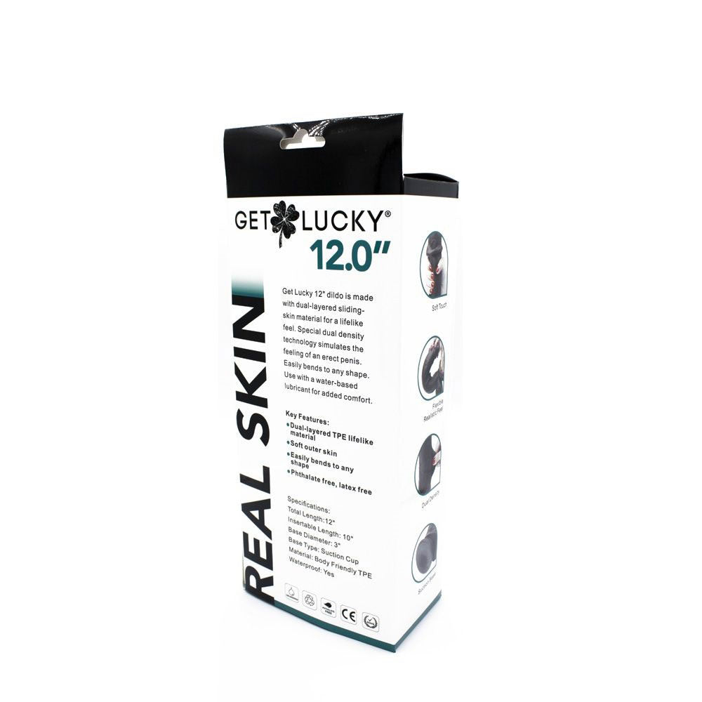Real Skin 12 Dual Layer Dildo - Dark Brown