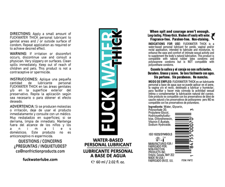 Fuck Water Thick 2oz Clear Water Based Lubricant