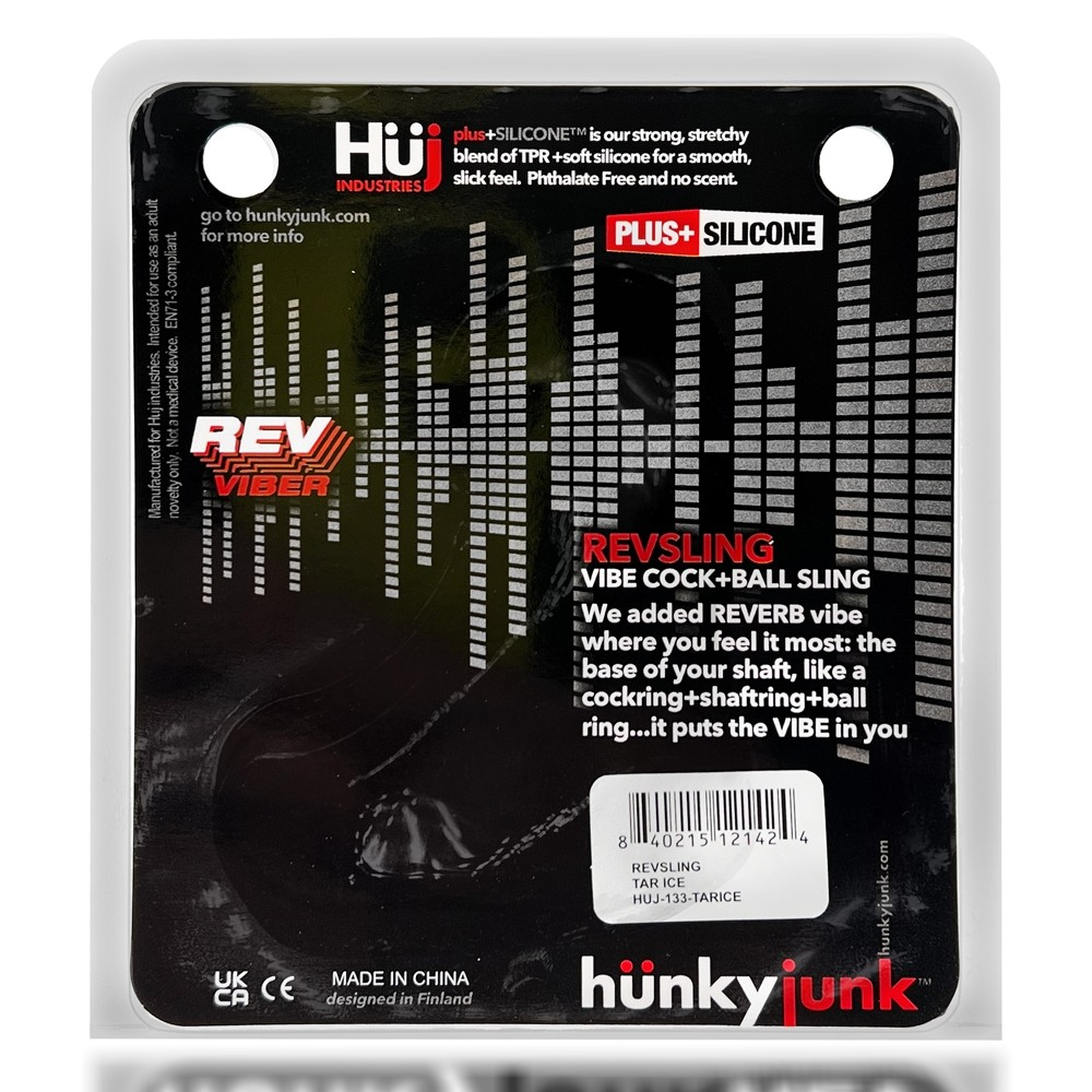 Hunkyjunk RevSling Cock & Ball Sling with Vibe — Clear Ice - HUJ-133-CLRICE