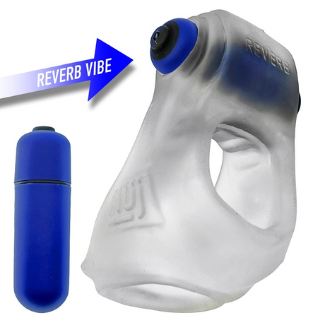 Hunkyjunk RevSling Cock & Ball Sling with Vibe — Clear Ice - HUJ-133-CLRICE