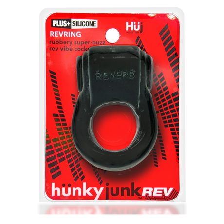Hunkyjunk REVRING Vibrating Cock Ring — Tar Ice with Red Vibe - HUJ-134-TARICE