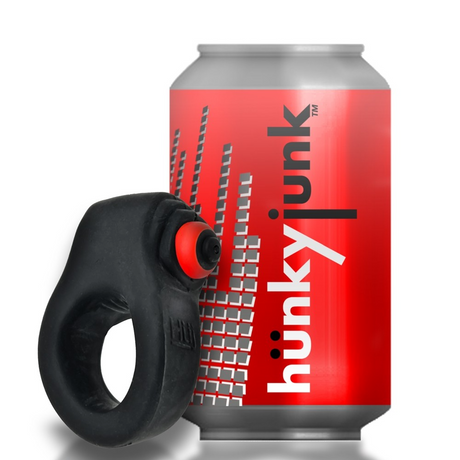 Hunkyjunk REVRING Vibrating Cock Ring — Tar Ice with Red Vibe - HUJ-134-TARICE