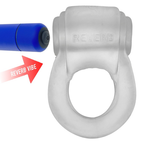 Hunkyjunk REVRING Vibe Cockring — Clear Ice with Blue Bullet - HUJ-134-CLRICE